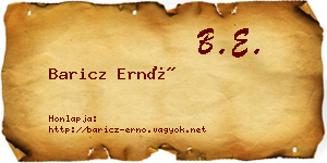 Baricz Ernő névjegykártya